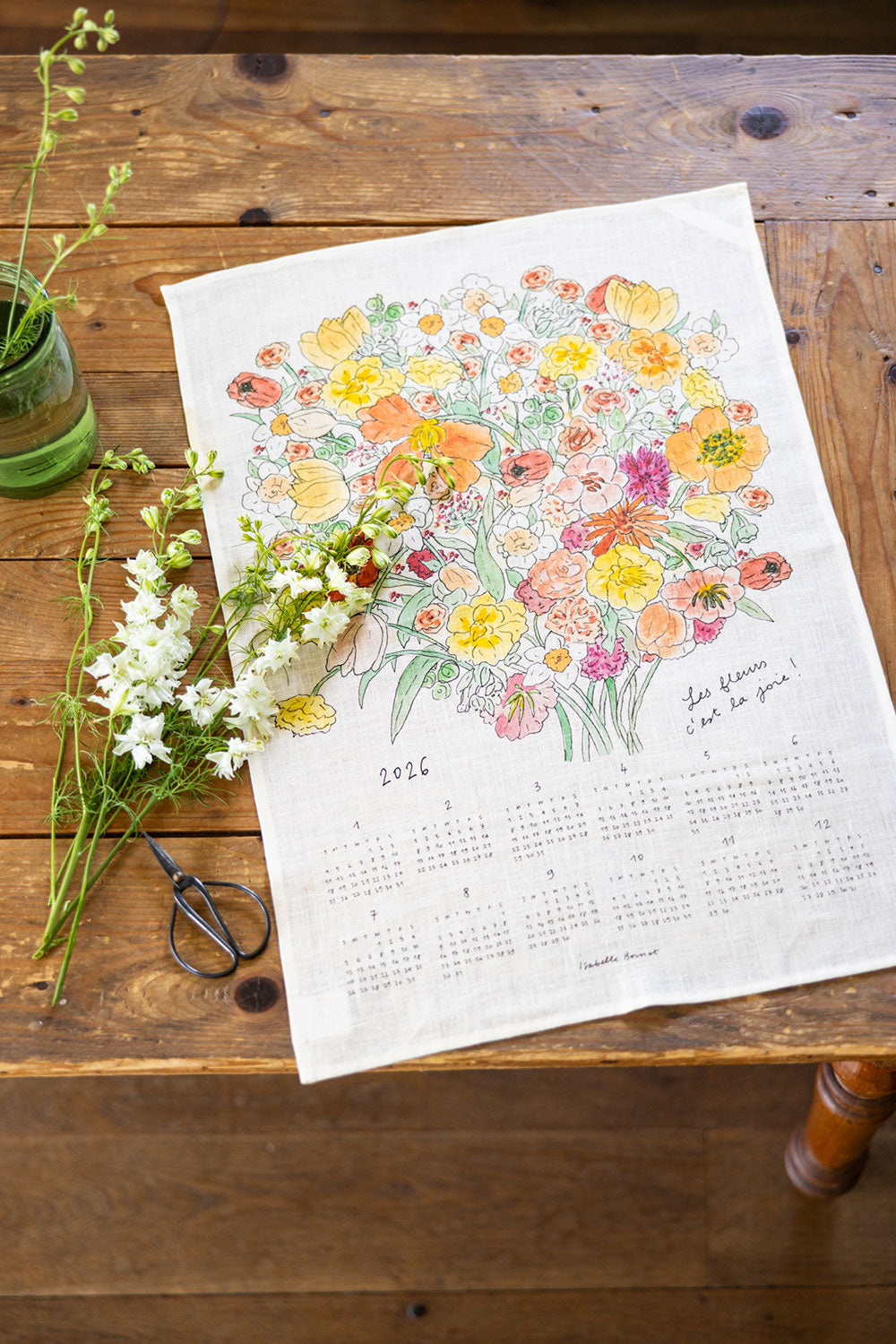 2026 Linen Calendar - JOYFUL BOUQUET