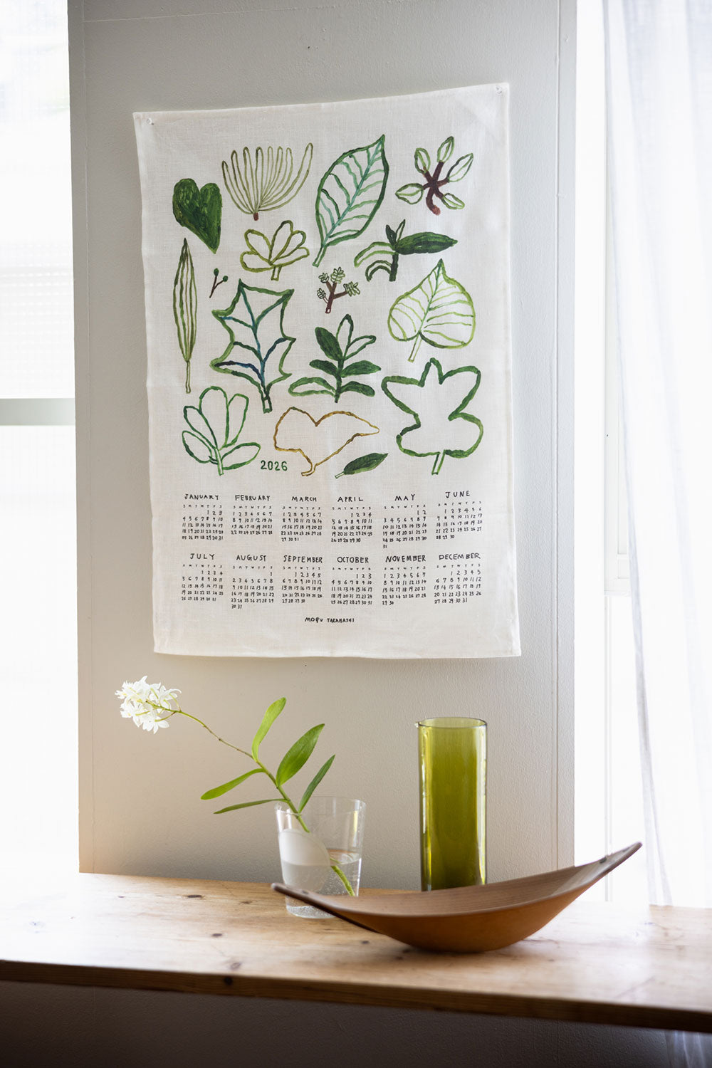 2026 Linen Calendar Green Plants