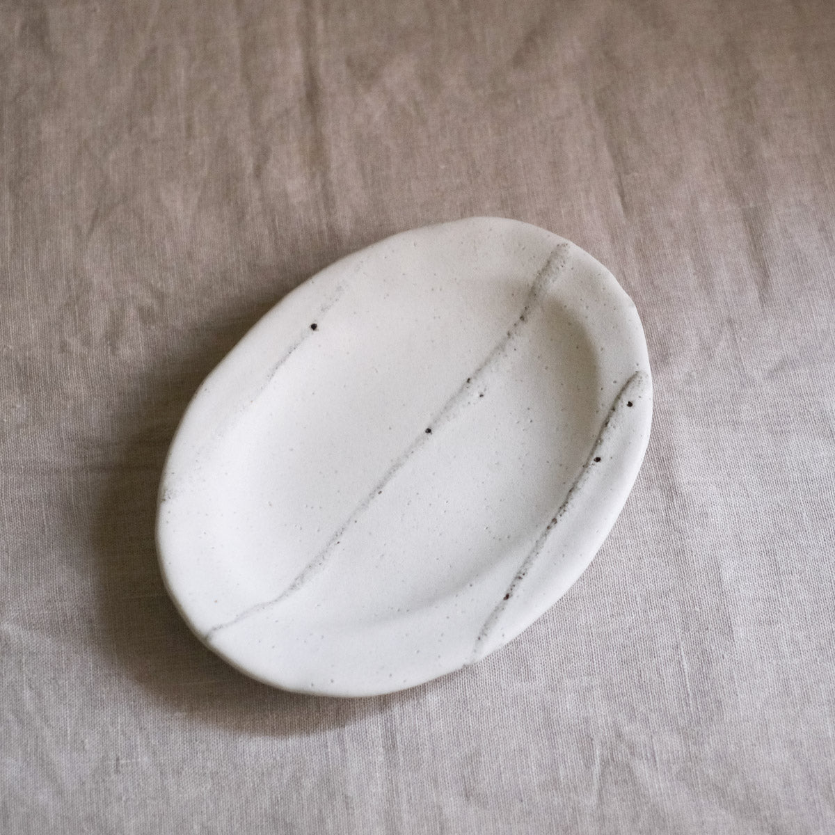 Shigaraki Ware - Oval Plate - Snow - Medium
