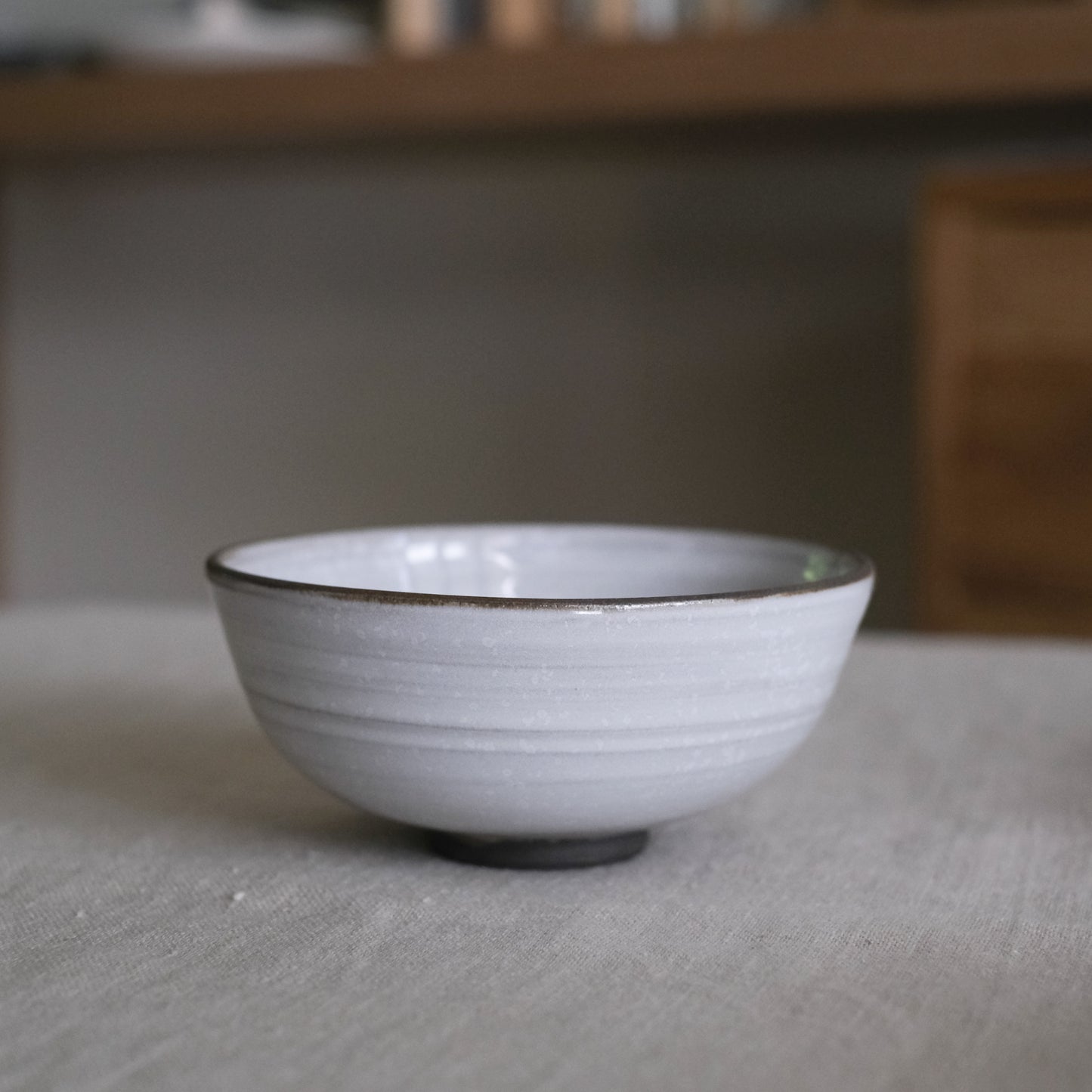 Dark Clay White Glaze Bowl