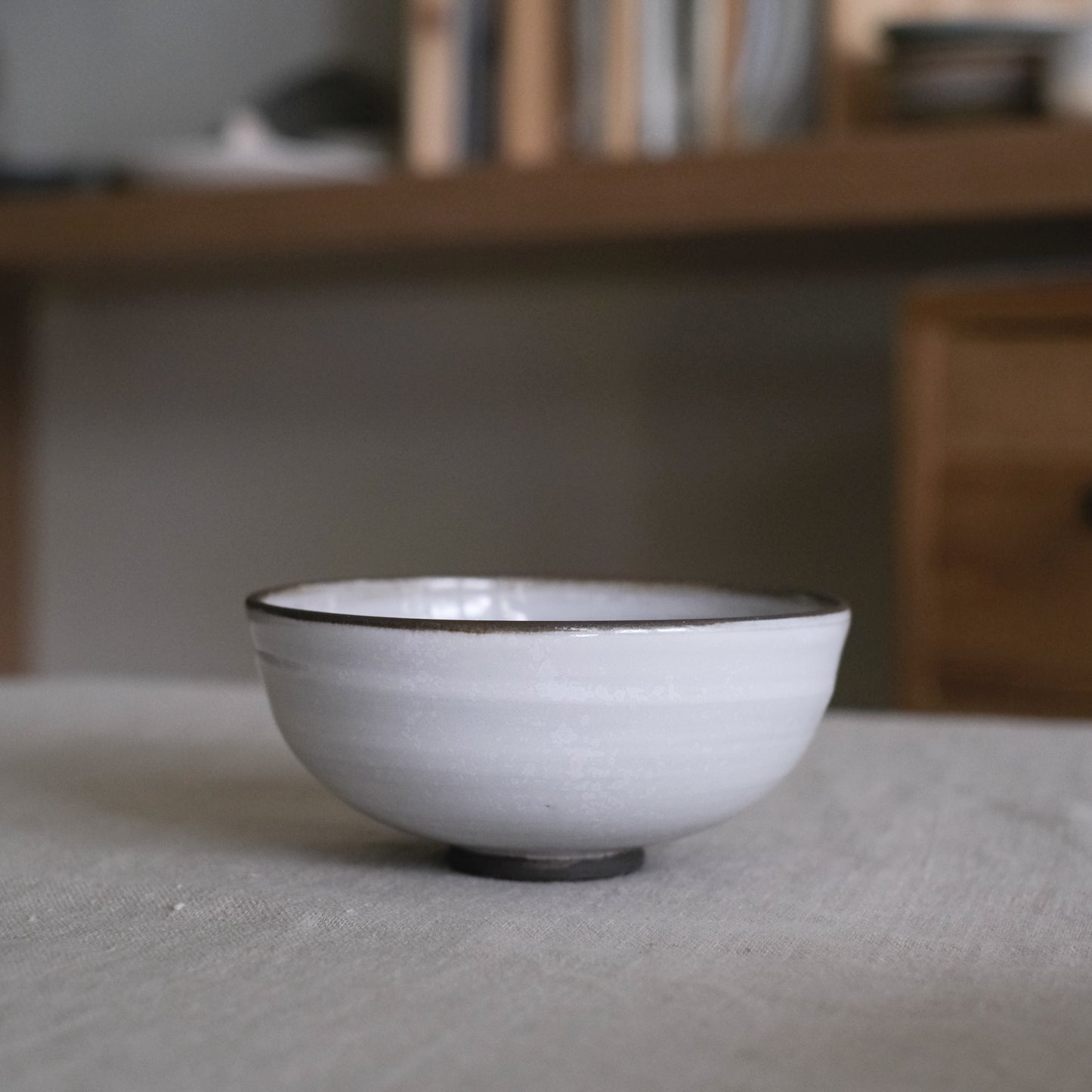 Dark Clay White Glaze Bowl