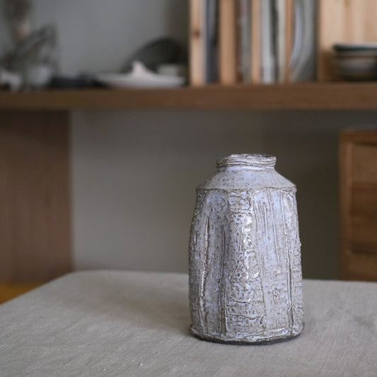 Dark Clay Texture Blue Glaze Vase