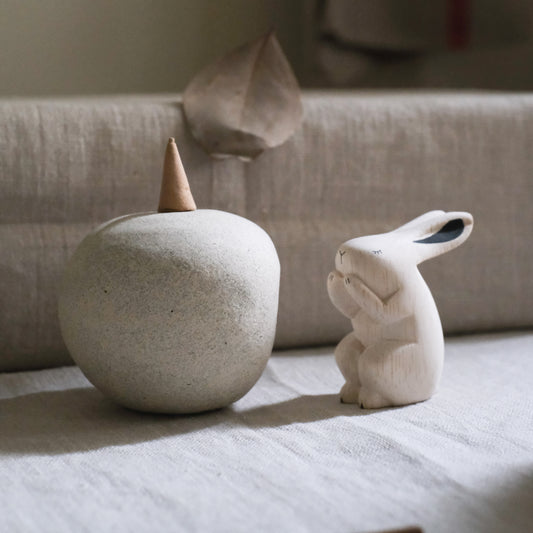 203 Calming Stone - Incense Holder - White