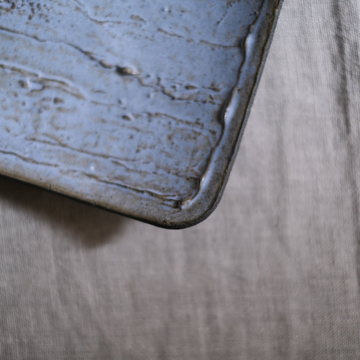 Dark Clay Oblong Plate Blue Glaze