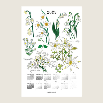 2025 Linen Calendar White Flowers