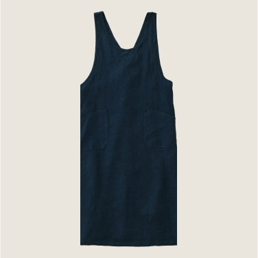 Linen Over Dress Apron - Navy