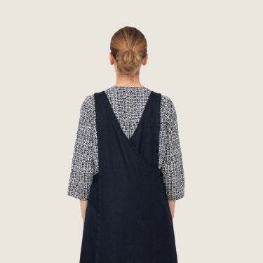 Linen Over Dress Apron - Navy