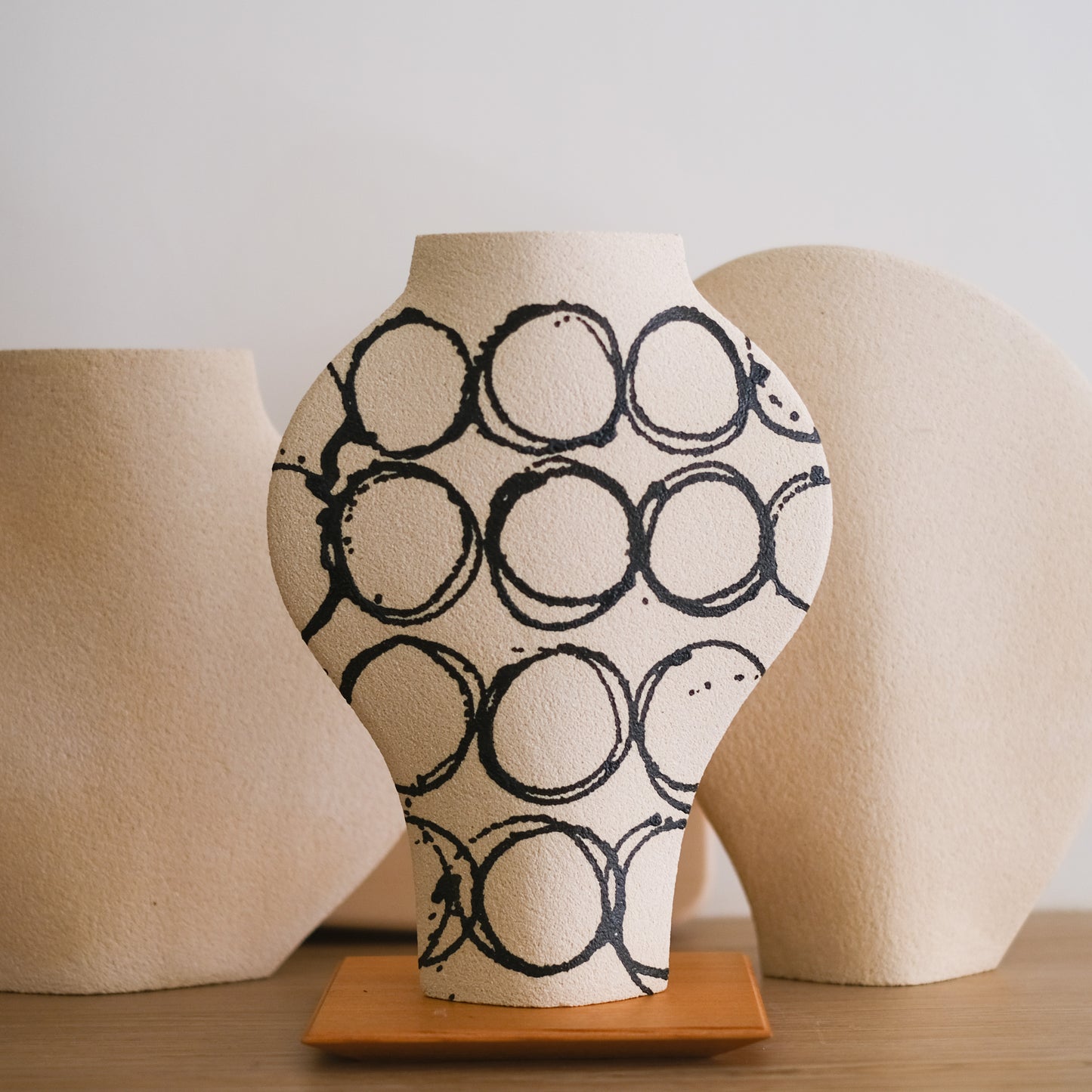 ‘Dripping Rounds' - Handmade White Ceramic Vase