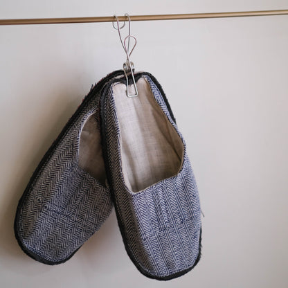 Slipper - Wool Linen Assorted Denim