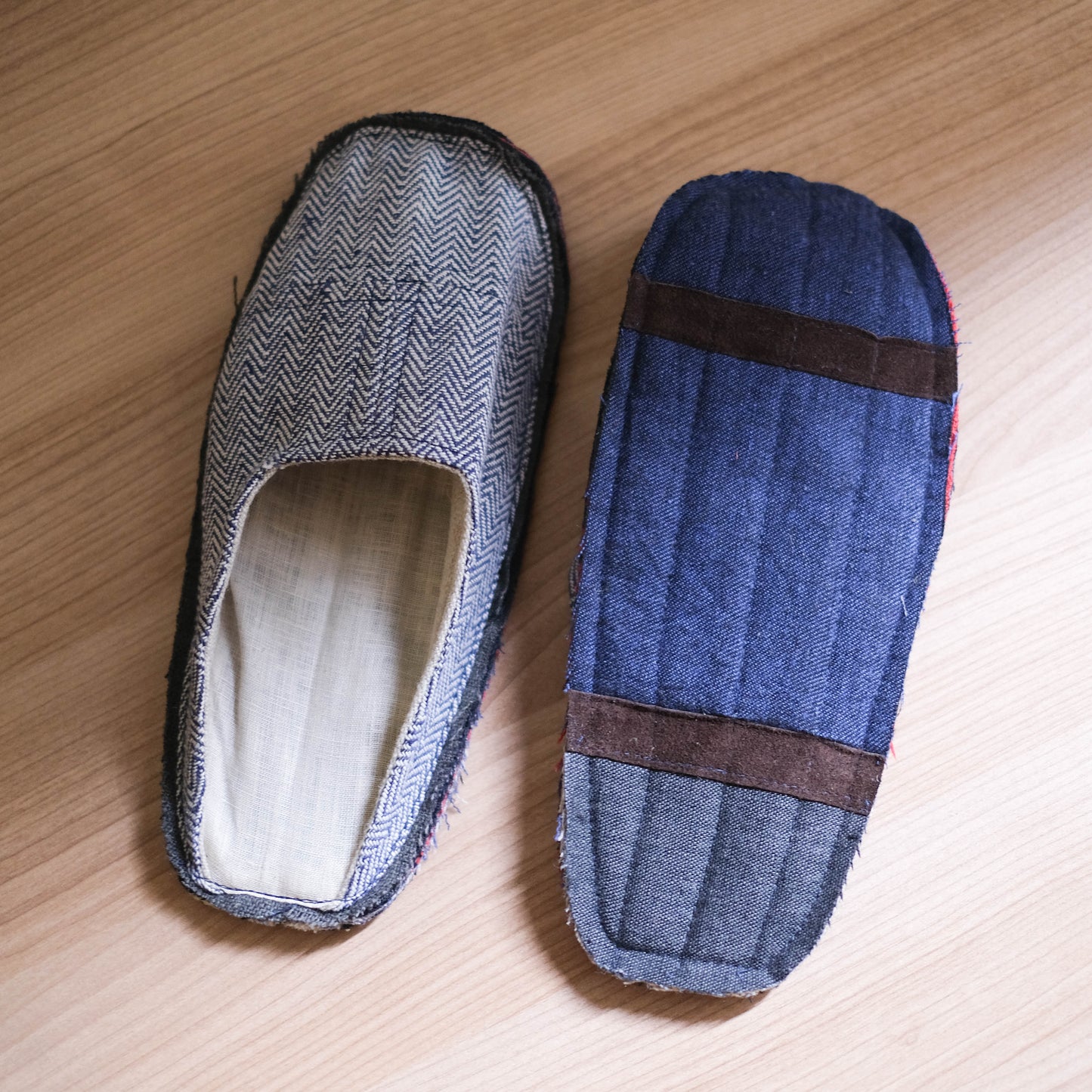 Slipper - Wool Linen Assorted Denim