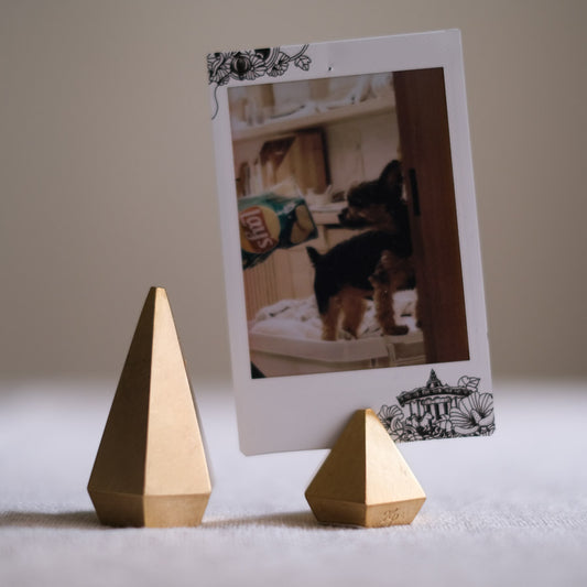 Brass Card Stand Hexagon