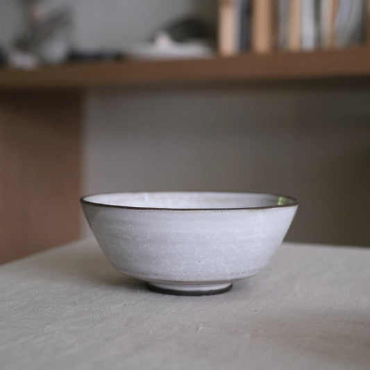 Dark Clay White Glaze Bowl