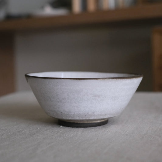 Dark Clay White Glaze Bowl